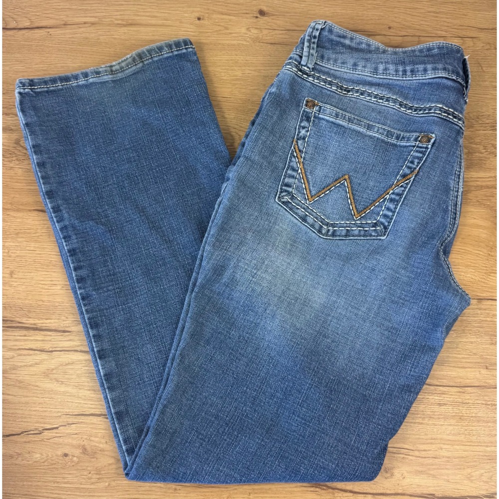 Wrangler Boot Cut Jeans Womens 13x32 Blue Medium Wash Stretch Western 07MWZDA